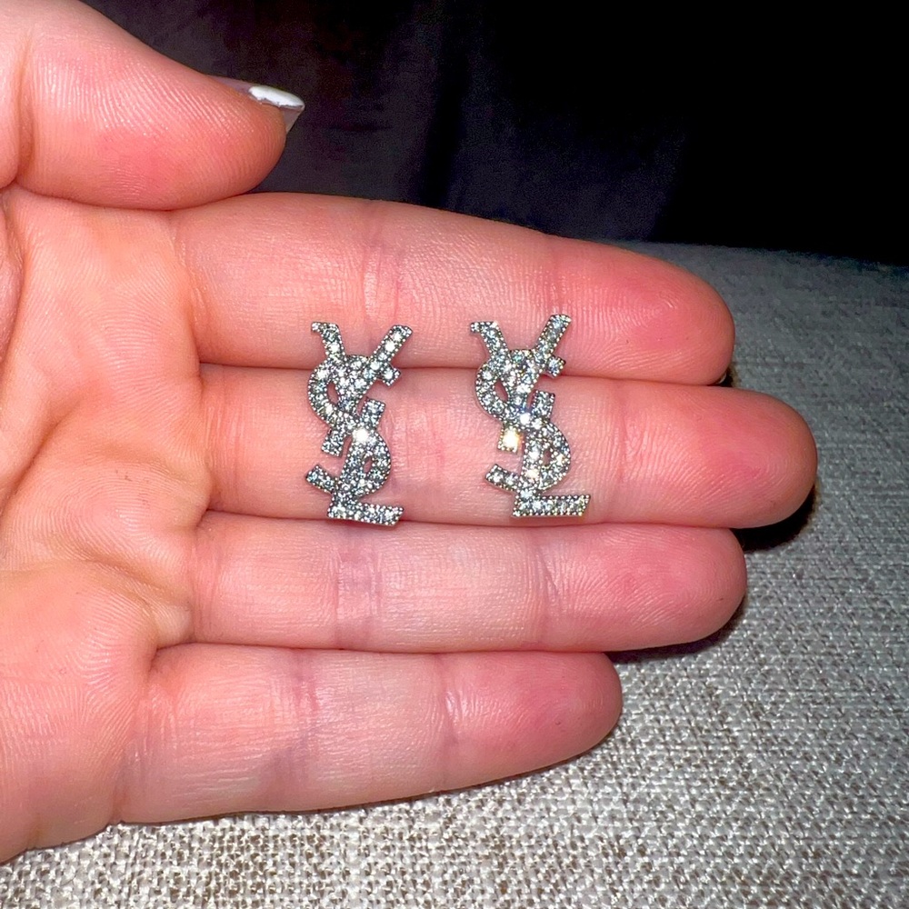 Silver CZ Logo Studs